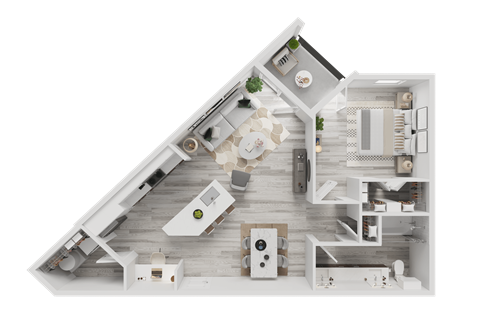 Floor plan for 1 bed, 1 bath, 795 sqft